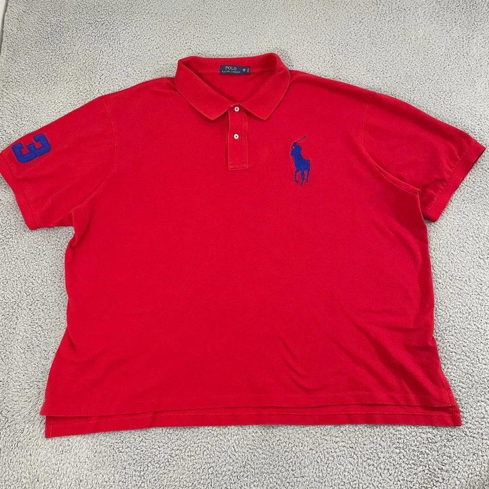 Polo Ralph Lauren Big Pony Polo Men 5XB Red Cotton 3 Short Sleeve